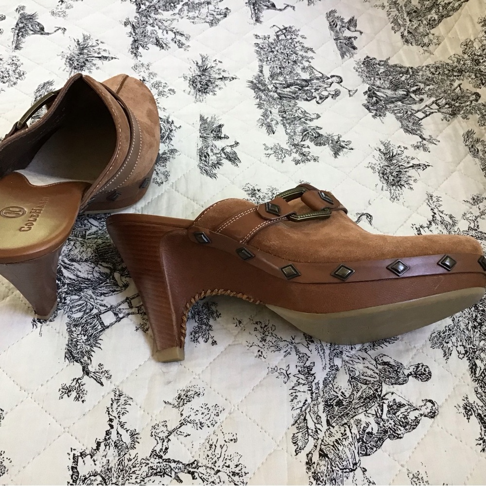 Authentic!* New* Cole Haan couture suede leather, high end mules/clog! - Picture 4 of 12